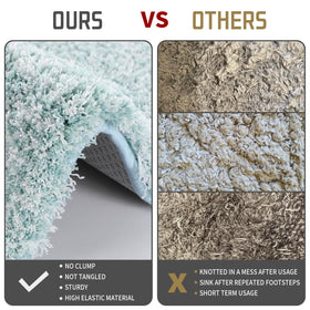 Yimobra bath rug with non-slip bottom for secure placement.