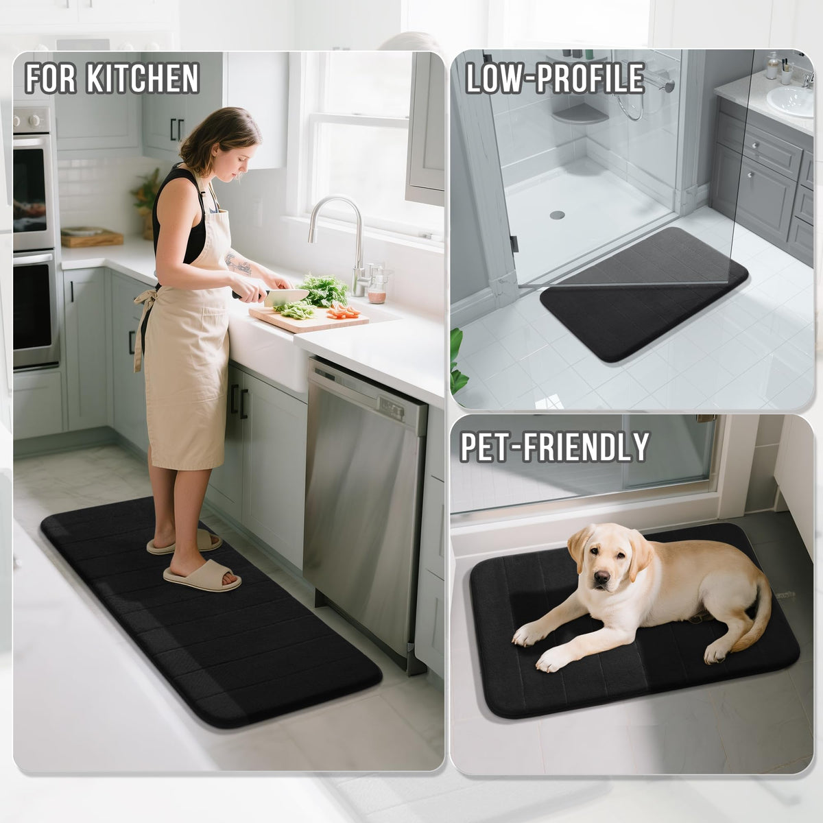 Yimobra memory foam bath rug dries quickly between uses