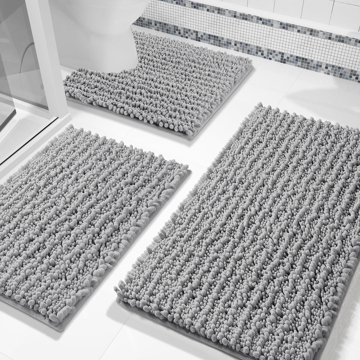 Yimobra bath rug set 3-piece ultra-absorbent mats keep bathroom floors dry
