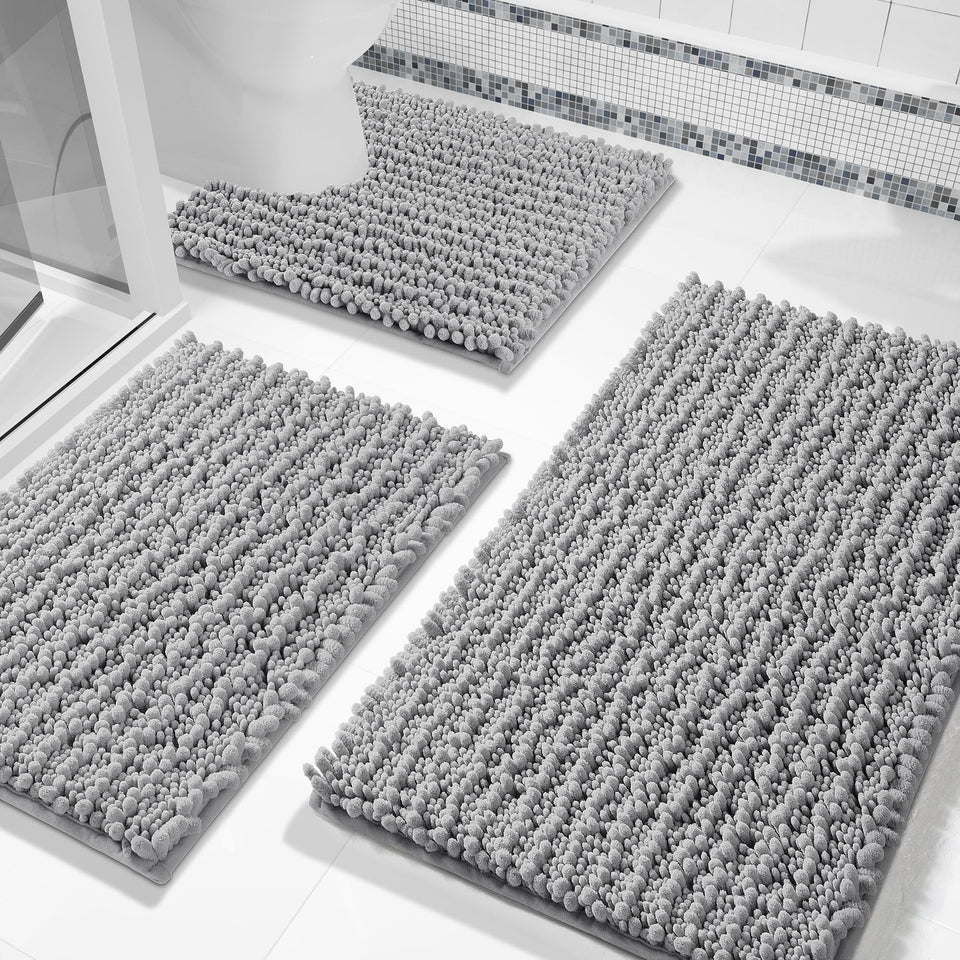 Yimobra bath rug set 3-piece ultra-absorbent mats keep bathroom floors dry