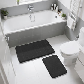 Yimobra bath rug set placement for tub and sink in modern bathrooms