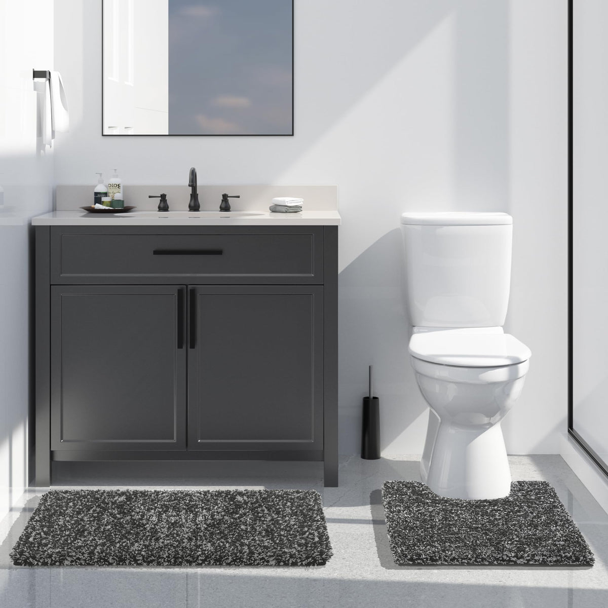 Yimobra bath rug thick pile closeup demonstrates warmth and cushioning