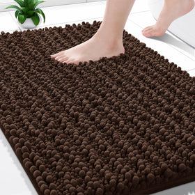 Yimobra bath rug with ultra-soft chenille offers plush comfort on cold tiles