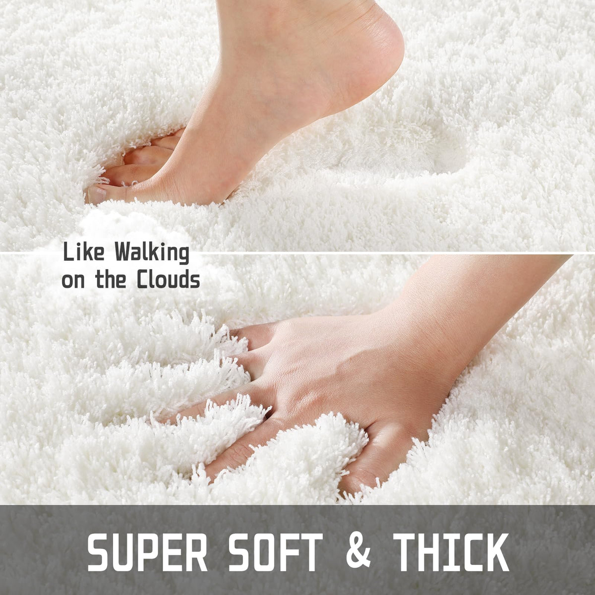 Yimobra plush bathroom mat with fluffy texture for cozy steps.