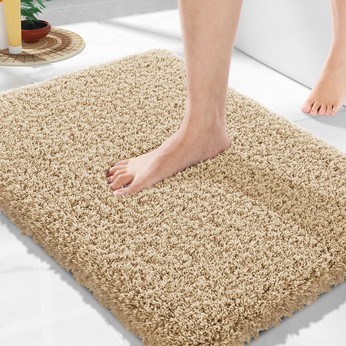 Yimobra bathroom rug with non-slip bottom for safer steps