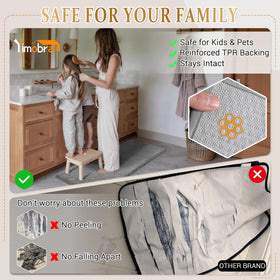 Yimobra quick-dry rug helps step onto a warm, dry surface post-shower.