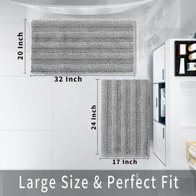 Gray absorbent bath mats by Yimobra keep floors dry after showers