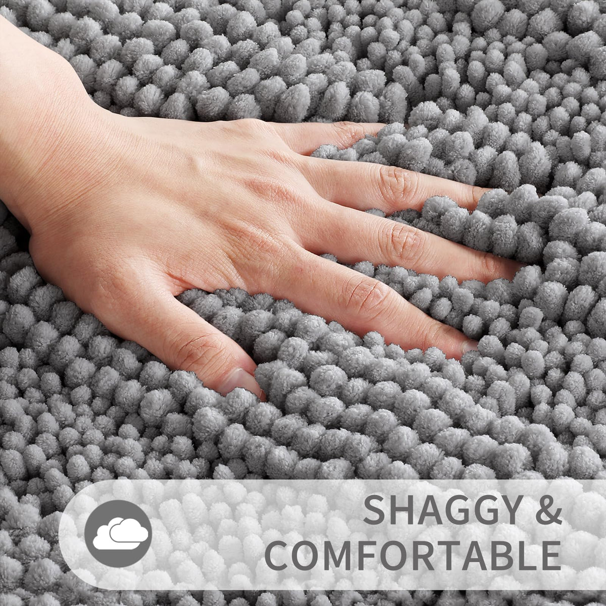 Non-slip, grippy backing on Yimobra bathroom rugs on wet floors