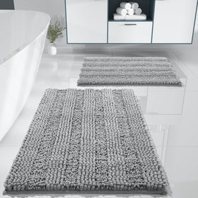 Yimobra gray bathroom rug set with plush chenille for soft feet