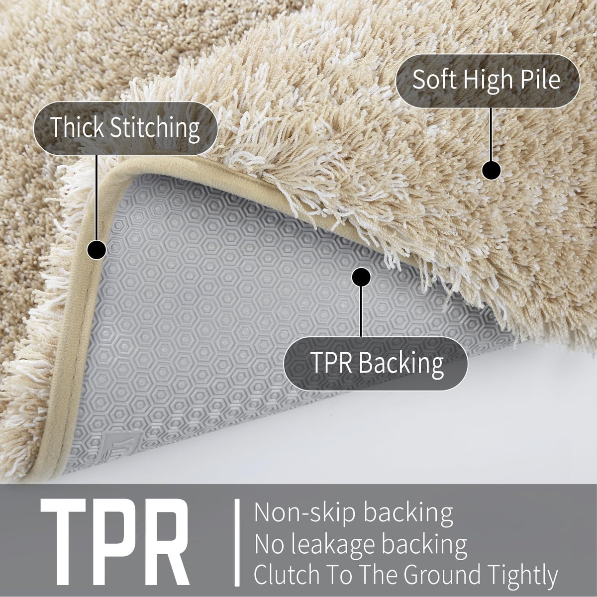 Yimobra dense pile rug adds warmth on cold bathroom tiles.