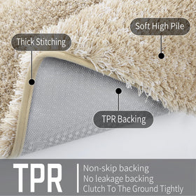 Yimobra dense pile rug adds warmth on cold bathroom tiles.