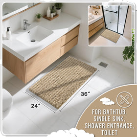 Yimobra chenille bath mat ultra-soft adds warmth underfoot and absorbs moisture quickly.