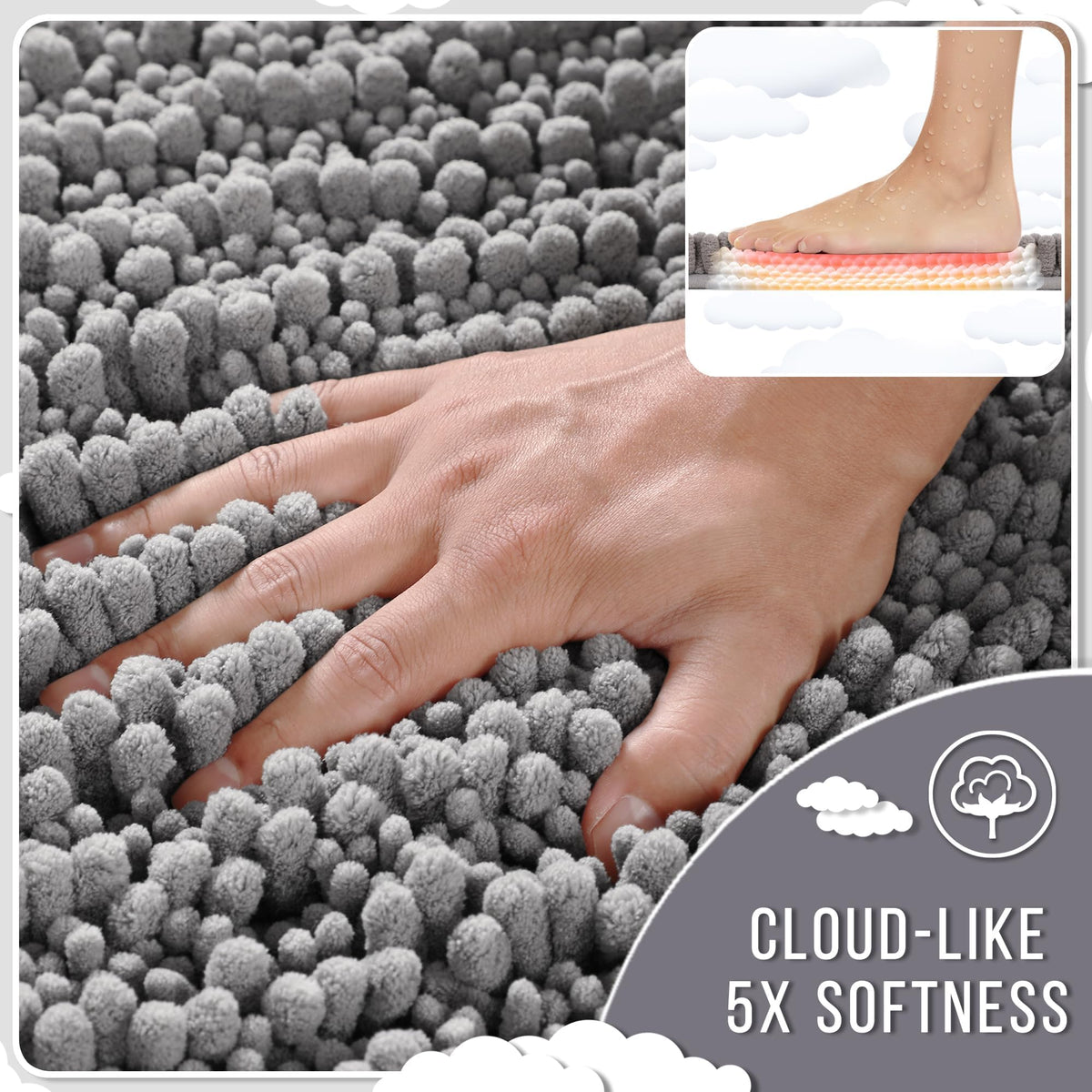 Yimobra chenille bath mats with quick-dry design