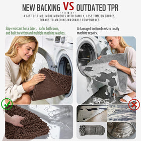 Yimobra chenille fibers enable quick-dry performance in a bathroom.