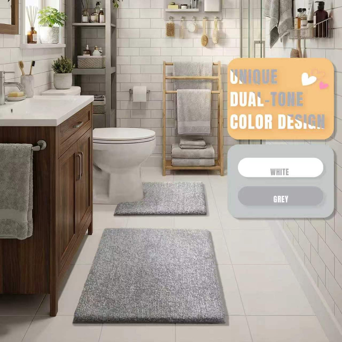 Yimobra rug suitable for shower or sink areas, reducing fatigue during routines.