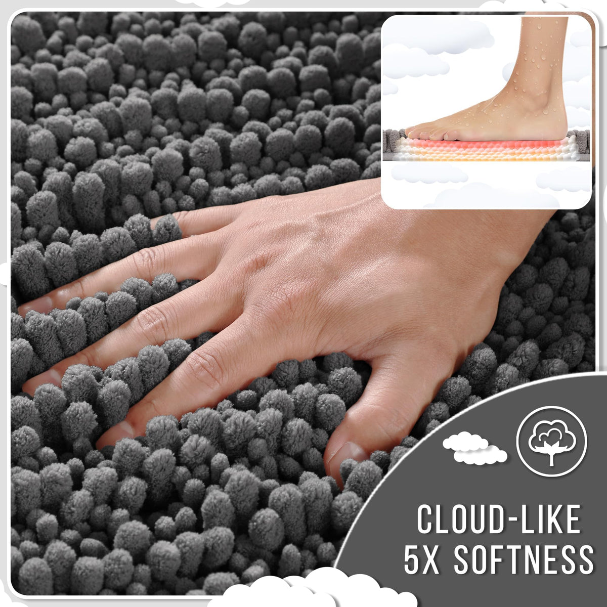 Yimobra easy-care washables bath rug stays vibrant after many washes.