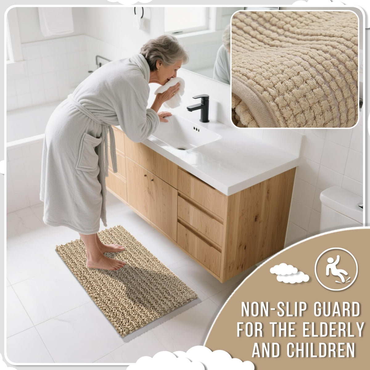 Yimobra fade-resistant rug maintains color and pile through many washes.