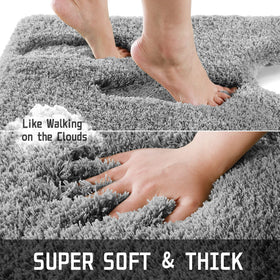 Yimobra fluffy plush-texture rug offers cloud-soft step support after showers.