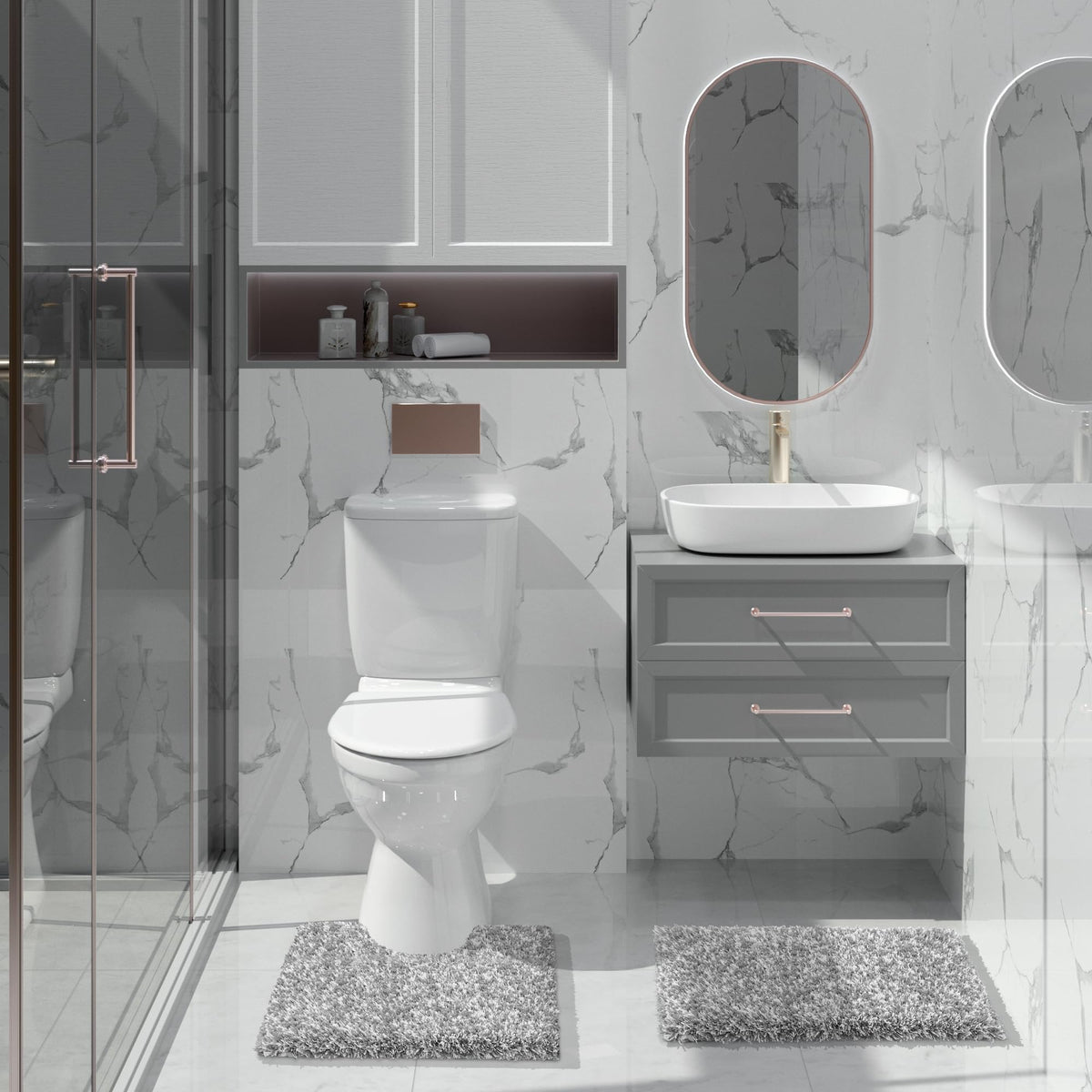 Yimobra 24x20-inch rug fits standard toilets for a snug look.