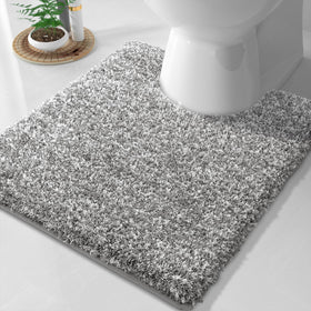 Yimobra fluffy U-shaped toilet rug offers soft pile and warmth underfoot.