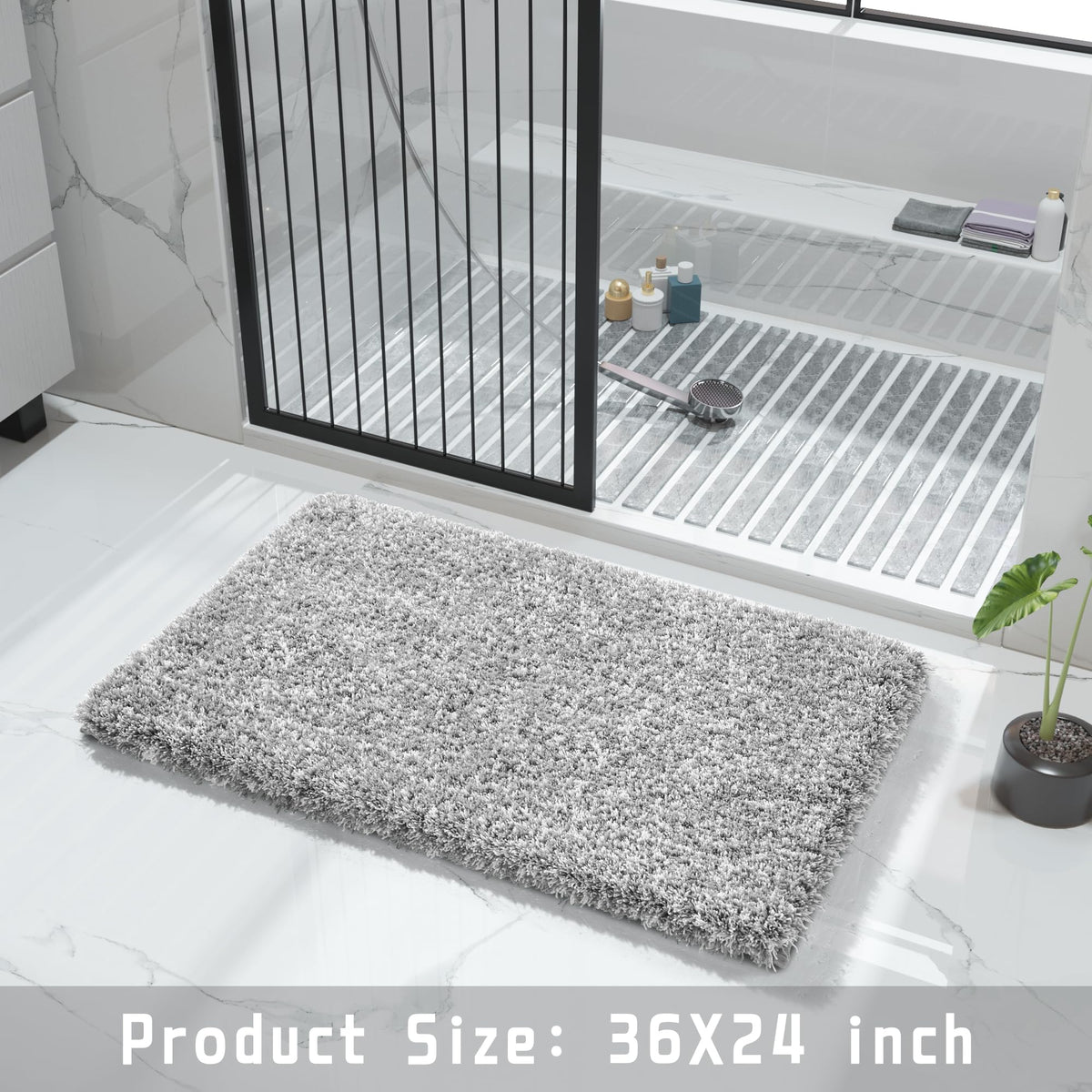 Yimobra luxury shaggy bath rug adds cozy warmth to any bathroom.