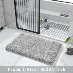 Yimobra luxury shaggy bath rug adds cozy warmth to any bathroom.