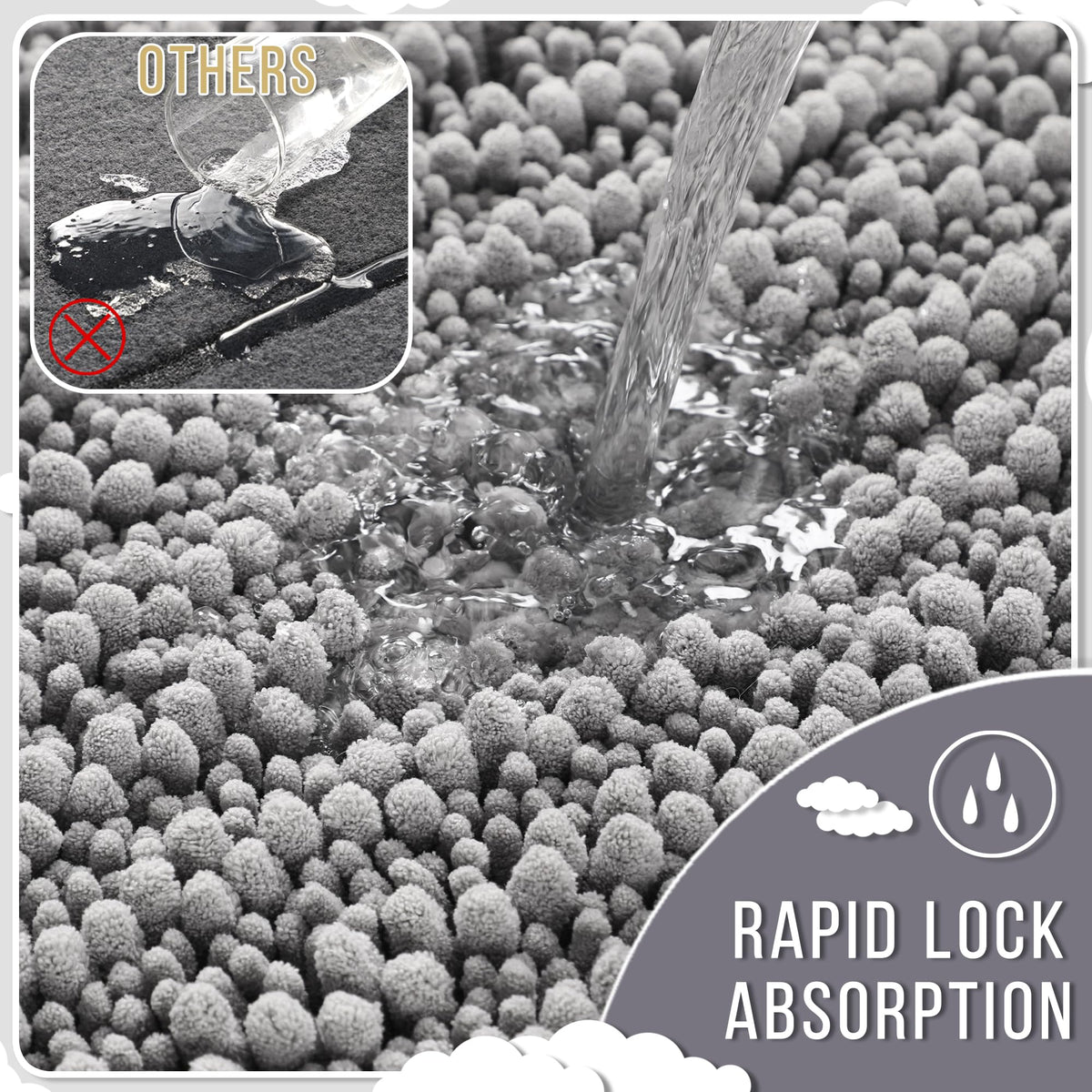 Yimobra machine-washable bath rug resistant to fading and maintains plush feel.