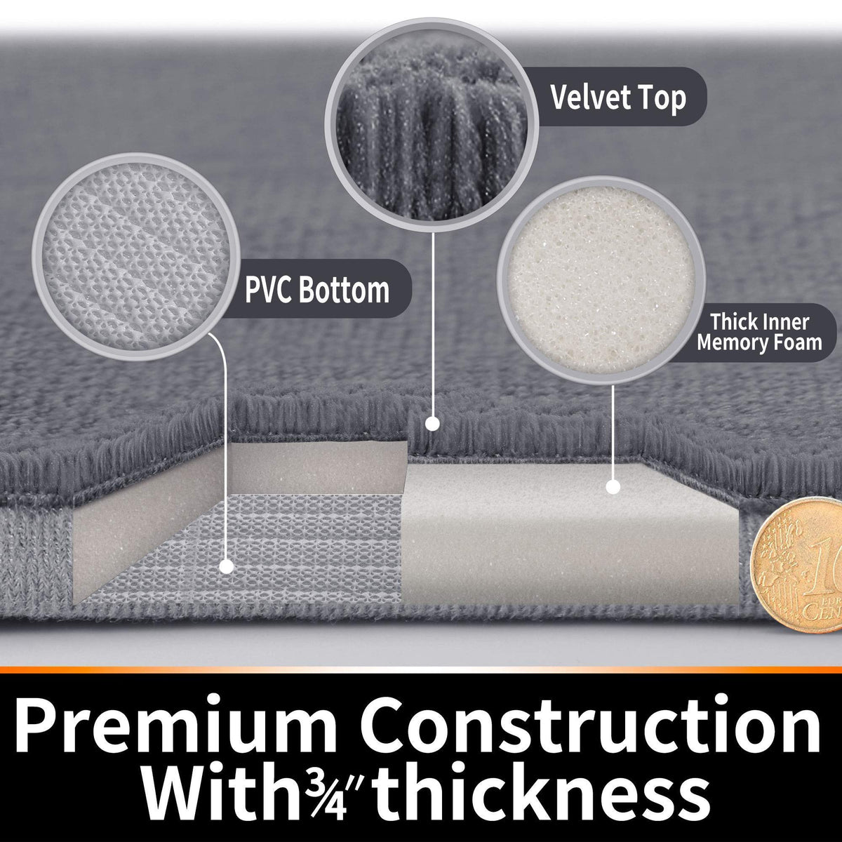Yimobra memory-foam bath mat durable through 100+ washes without losing shape