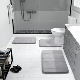 Yimobra memory foam bath mat set thick velvet top gray for a luxurious feel.