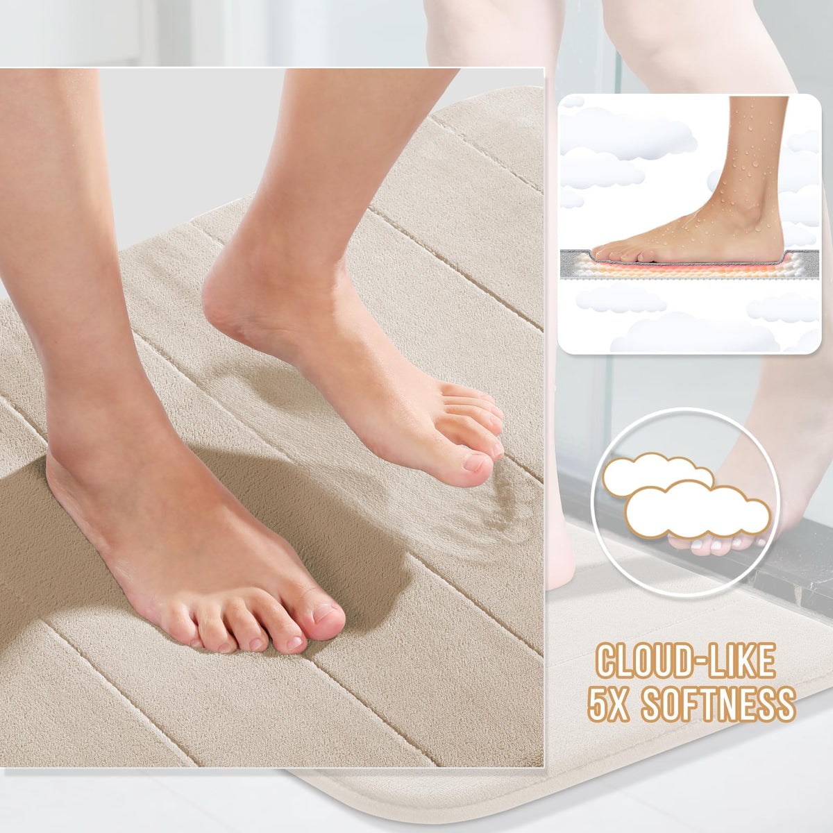 Yimobra memory foam bathroom-mat set boosts post-shower dryness and foot cushioning