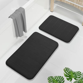 Yimobra memory foam bath rug large black on tub edge with cushioned grip
