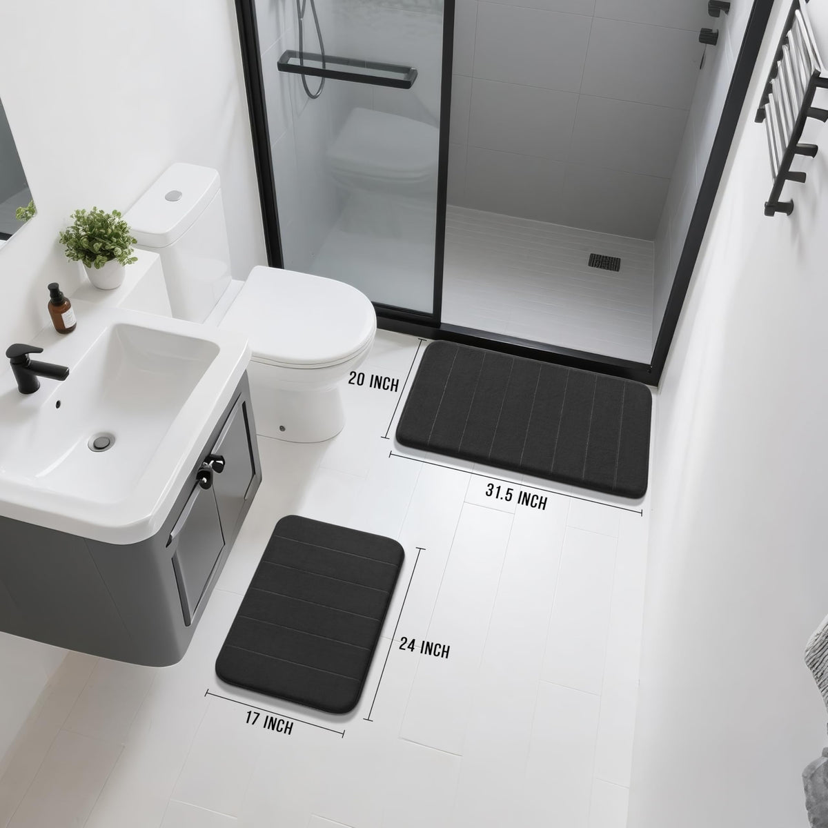 Yimobra memory foam bath rug small black near sink for quick-dry comfort