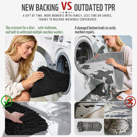 Yimobra non-slip backing on a dry floor highlights secure grip