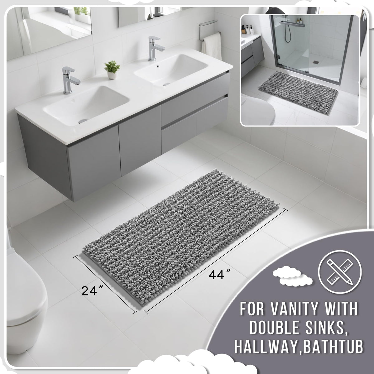 Yimobra non-slip backing on the mat keeps floors dry and safe.
