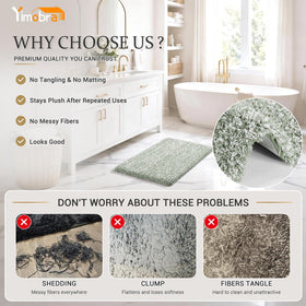 Yimobra non-slip bottom bath rug keeps in place on wet floors.