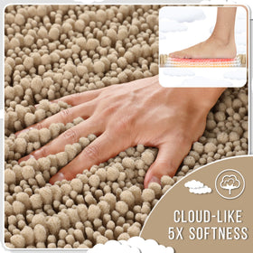 Yimobra quick-dry bath rug dries fast and reduces dampness near tub and sink.