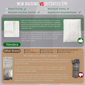 Yimobra quick-dry chenille mat highlights fast moisture wicking and drying.