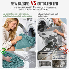 Yimobra quick-dry shaggy bath carpet keeps floors dry and cozy.