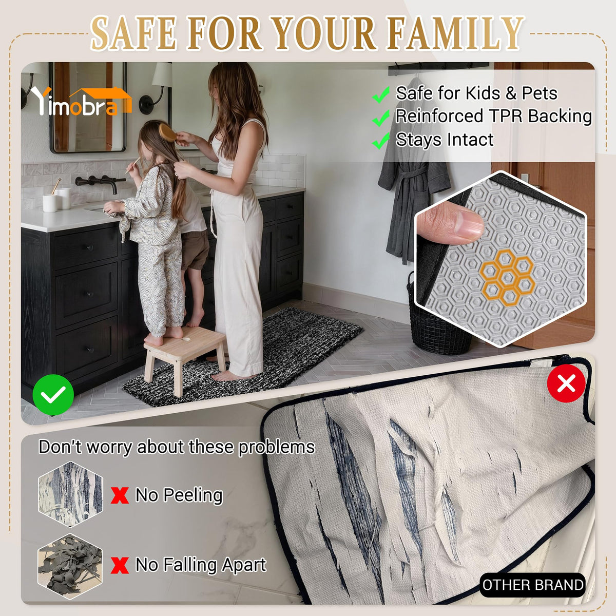 Yimobra quick-drying bath rug helps keep bathroom floors dry after showers
