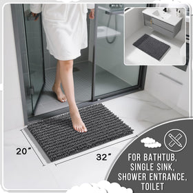 Yimobra rapid absorption chenille bath mat demonstrates fast water uptake.