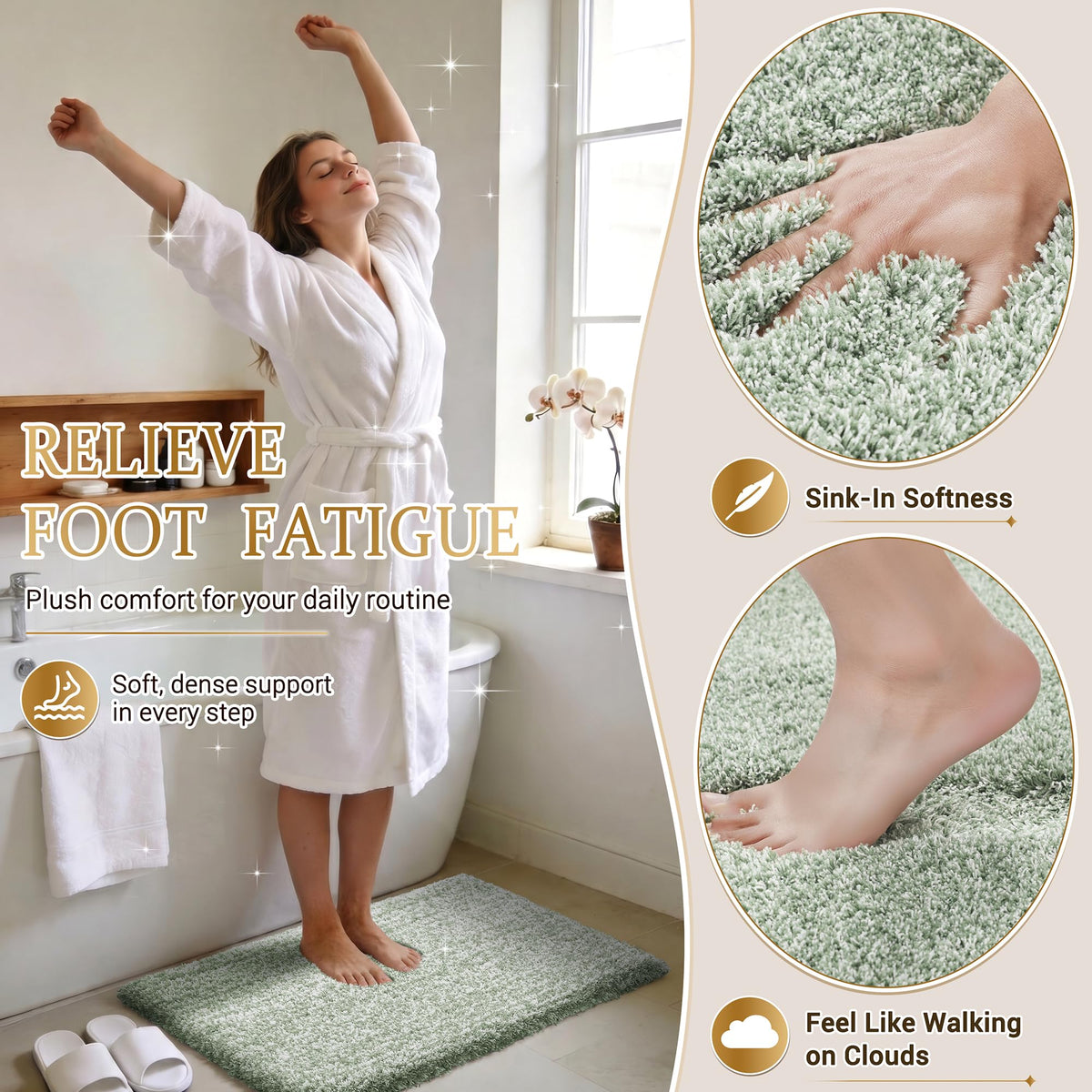 Yimobra ultra-soft bath mat with plush surface for after-shower comfort.