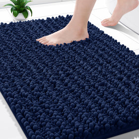 Yimobra ultra-soft chenille bath mat with plush pile for warm, comfortable feet