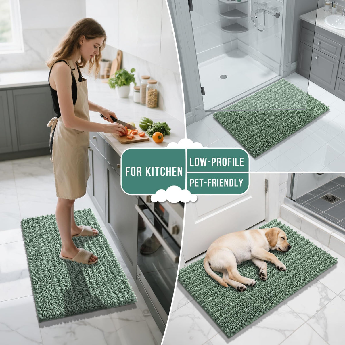 Yimobra versatile bath rug collection complements any bathroom style.