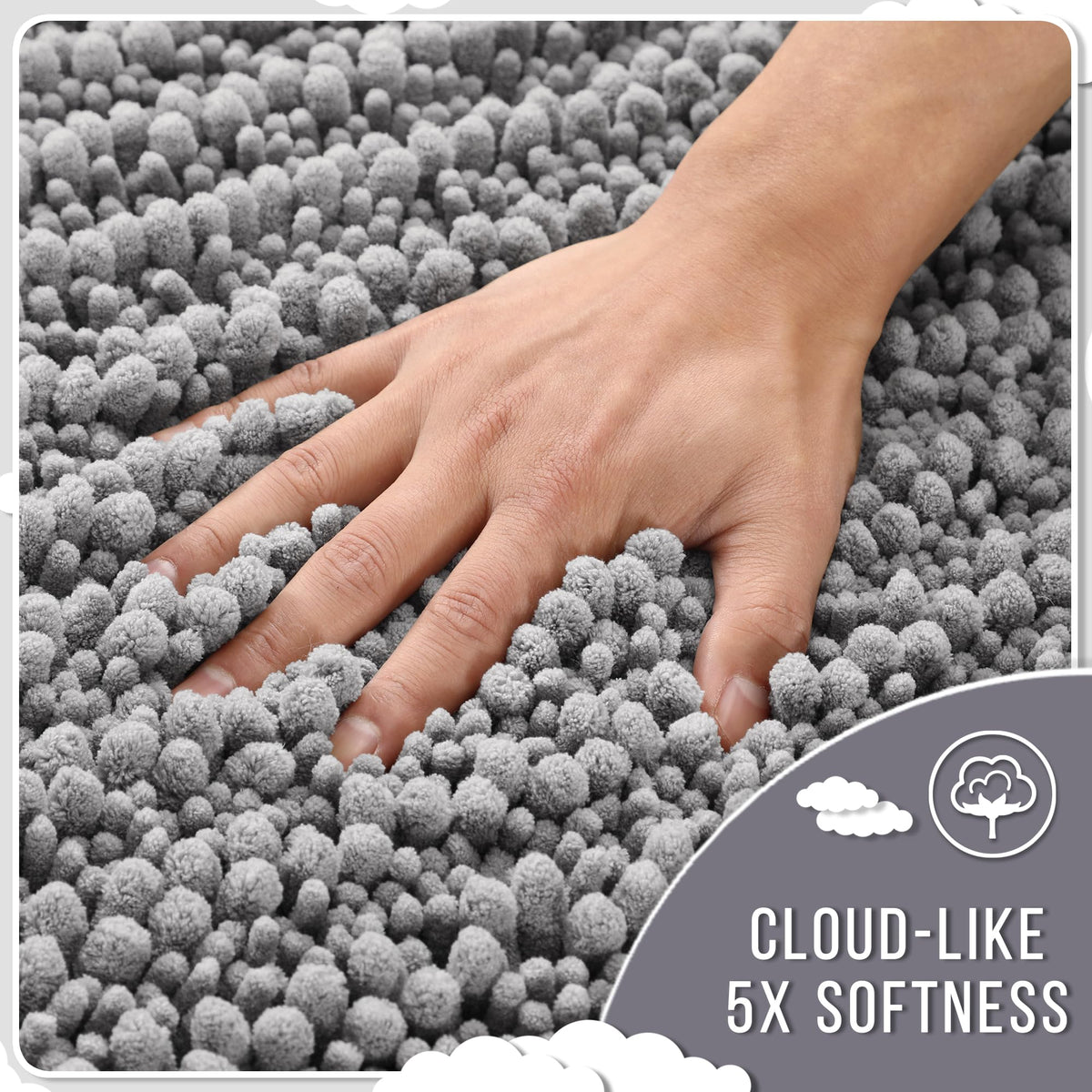 Yimobra rug shows vertical fiber channels aiding moisture evaporation and surface dryness.