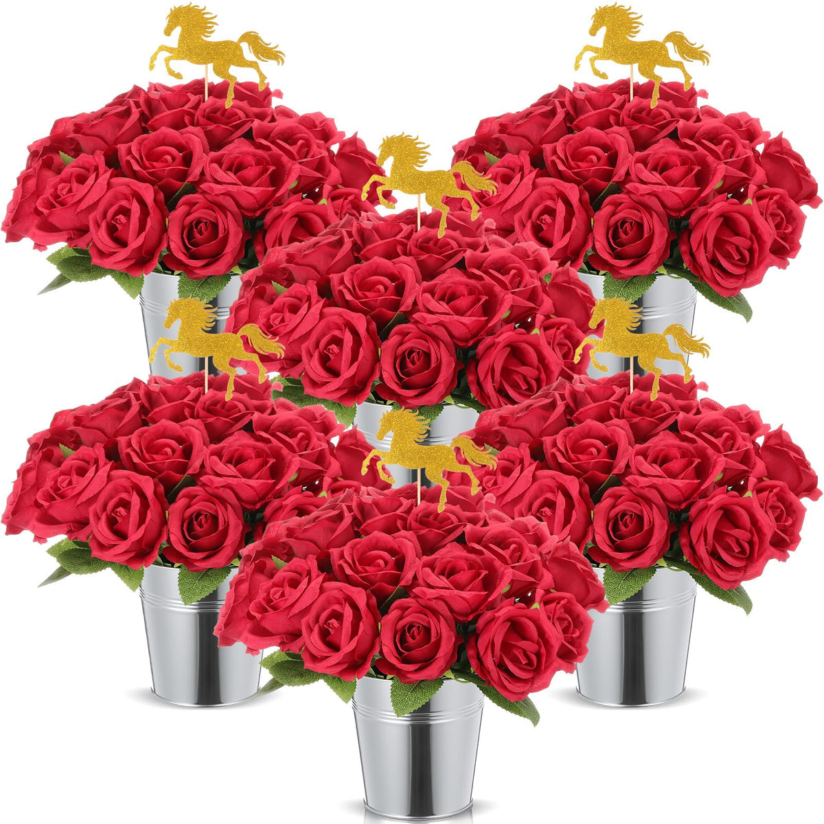 Yinder Derby Day centerpieces featuring six iron pots elevate the table with rustic charm