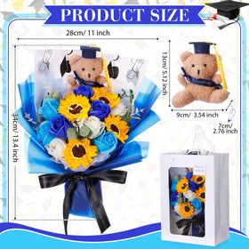 Yinder royal blue graduation bouquet close-up showing durable soap flowers