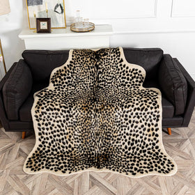 yingda1992 leopard area rug bedroom setting adds cozy luxury.