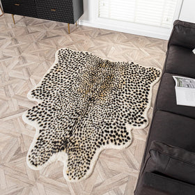 yingda1992 leopard area rug in living room creates warm focal point.