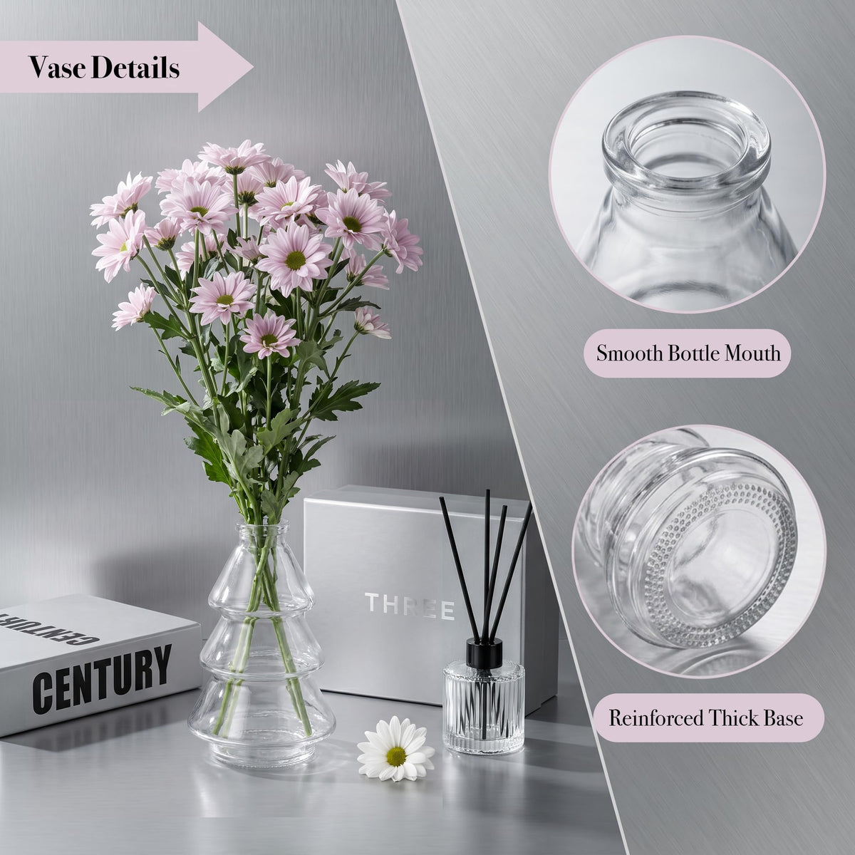 YINGERHUAN bud vase embossed tapered fits small blooms beautifully.