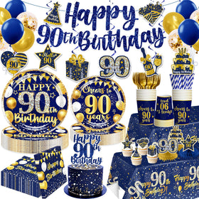 Yingoto 90th birthday banner in navy and gold for a milestone celebration